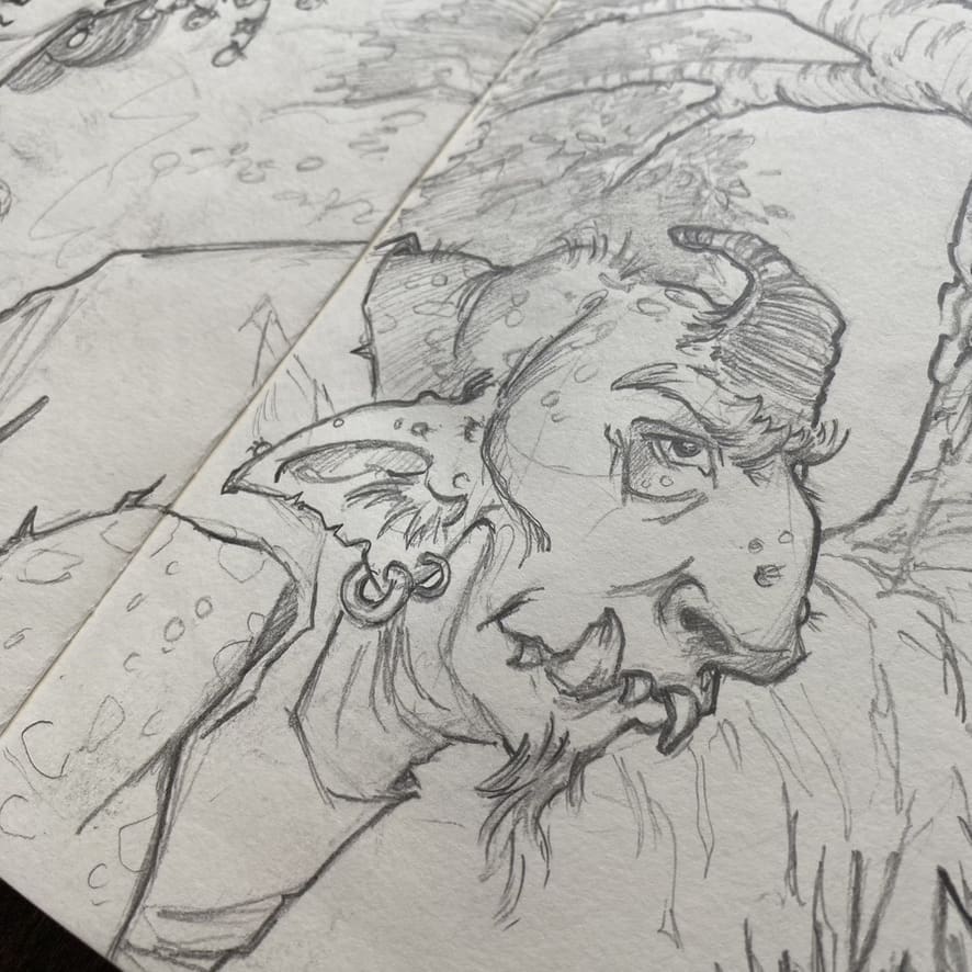 Troll or Ogre sketchbook fantasy art by Manelle Oliphant. Tales Fantastic Blog