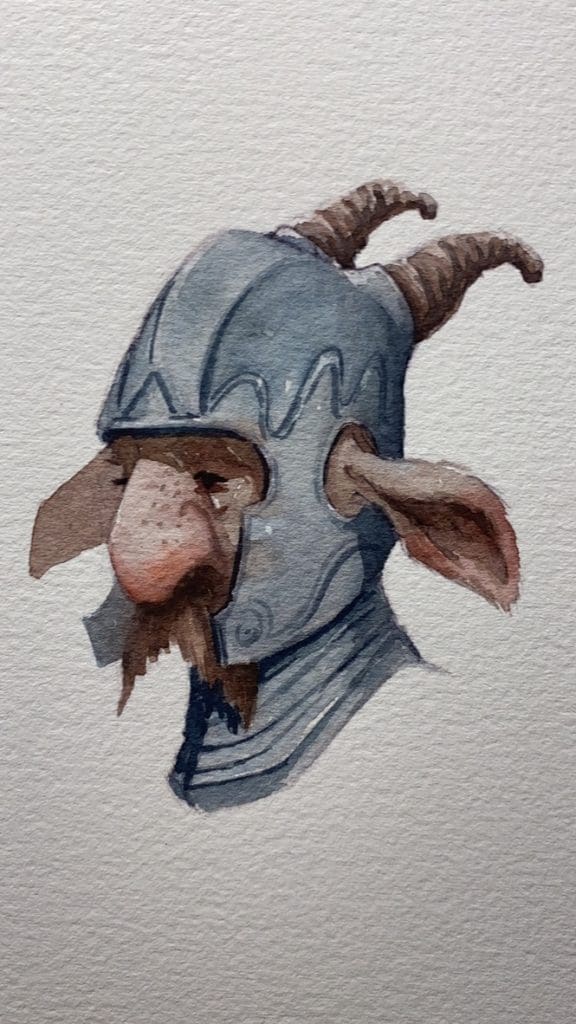 Faun watercolor painting by Manelle Oliphant. Inspired by Fairy tales. Tales Fantastic Blog
