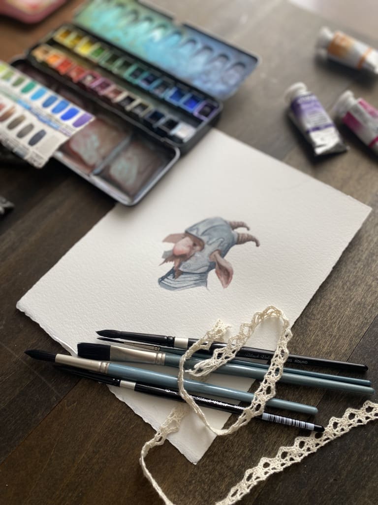 Faun watercolor painting by Manelle Oliphant. Inspired by Fairy tales. Tales Fantastic Blog